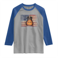 USA Flag Guitar Player Raglan Shirt Retro 4th of July Musician Guitarist - Wonder Print Shop