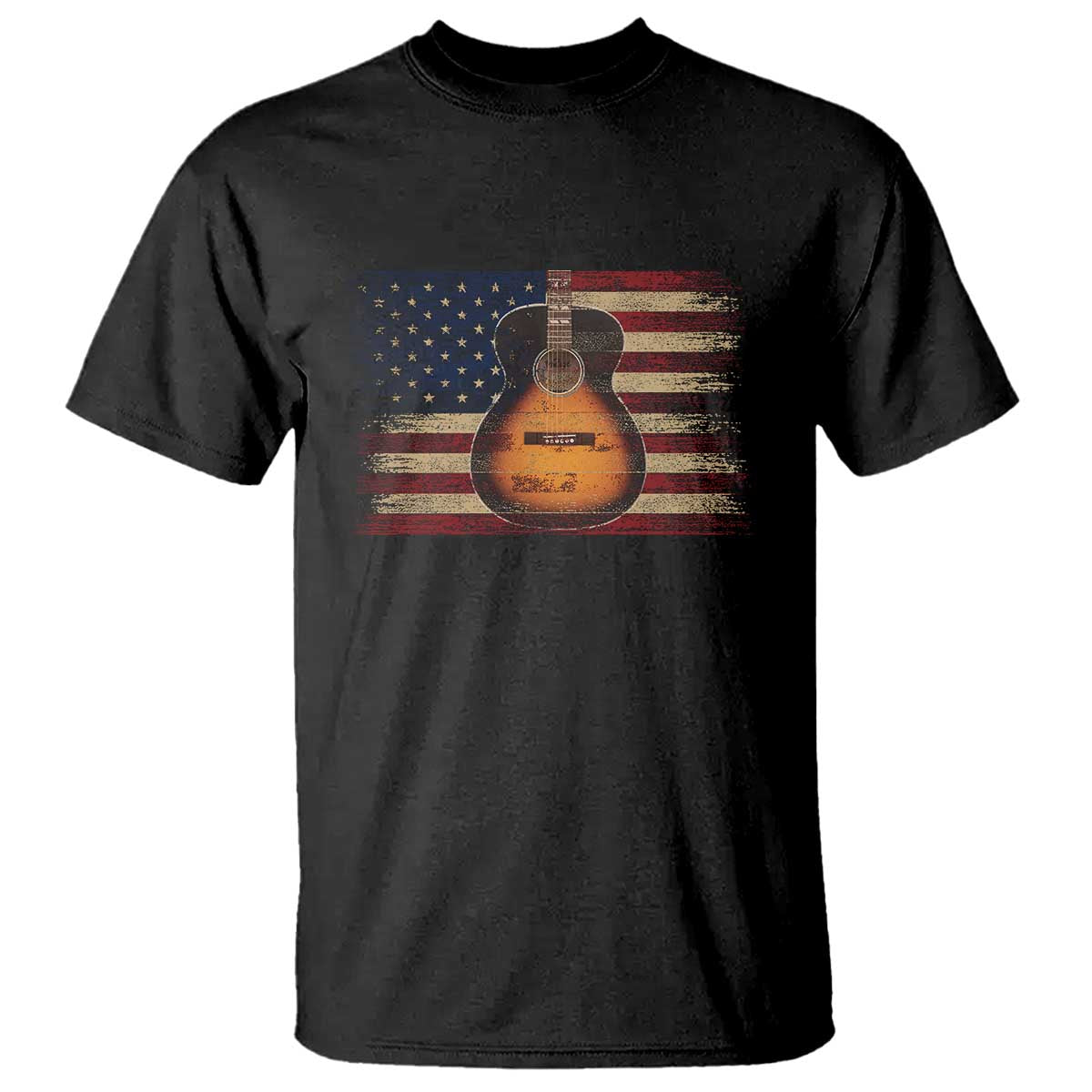 USA Flag Guitar Player T Shirt Retro 4th of July Musician Guitarist - Wonder Print Shop