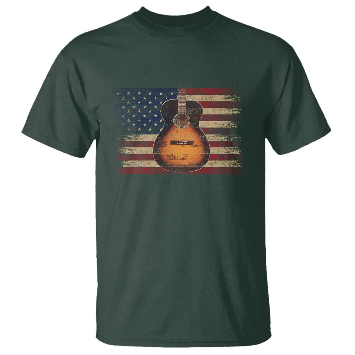 USA Flag Guitar Player T Shirt Retro 4th of July Musician Guitarist - Wonder Print Shop