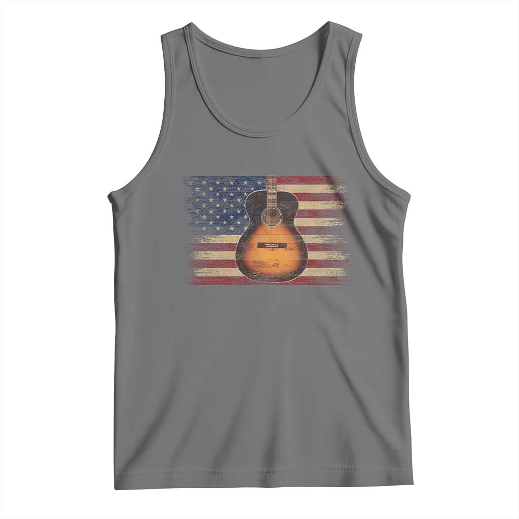 USA Flag Guitar Player Tank Top Retro 4th of July Musician Guitarist - Wonder Print Shop