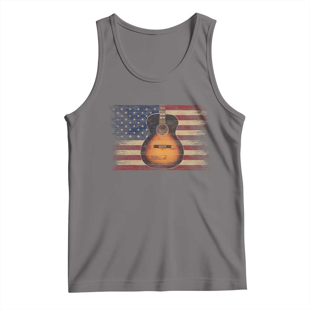 USA Flag Guitar Player Tank Top Retro 4th of July Musician Guitarist - Wonder Print Shop