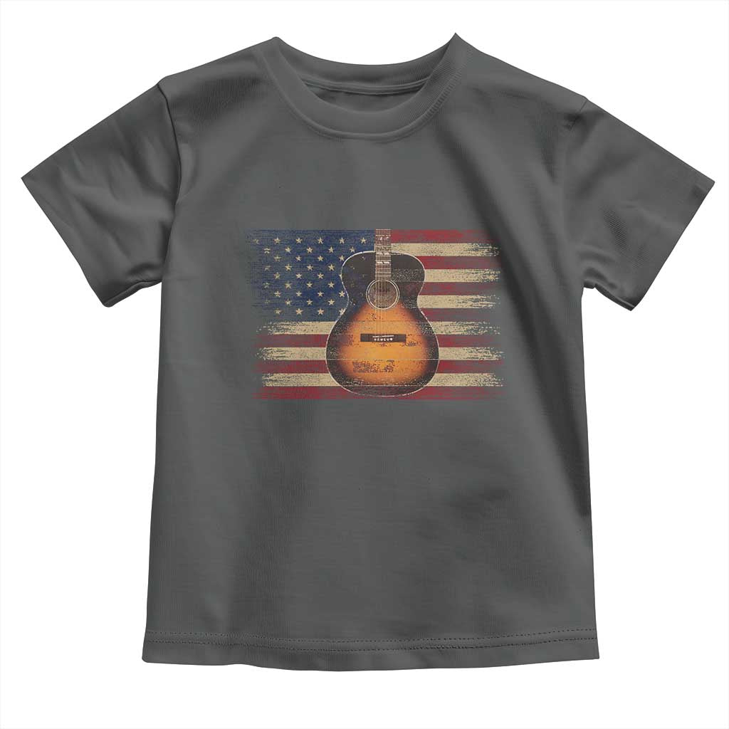 USA Flag Guitar Player Toddler T Shirt Retro 4th of July Musician Guitarist - Wonder Print Shop