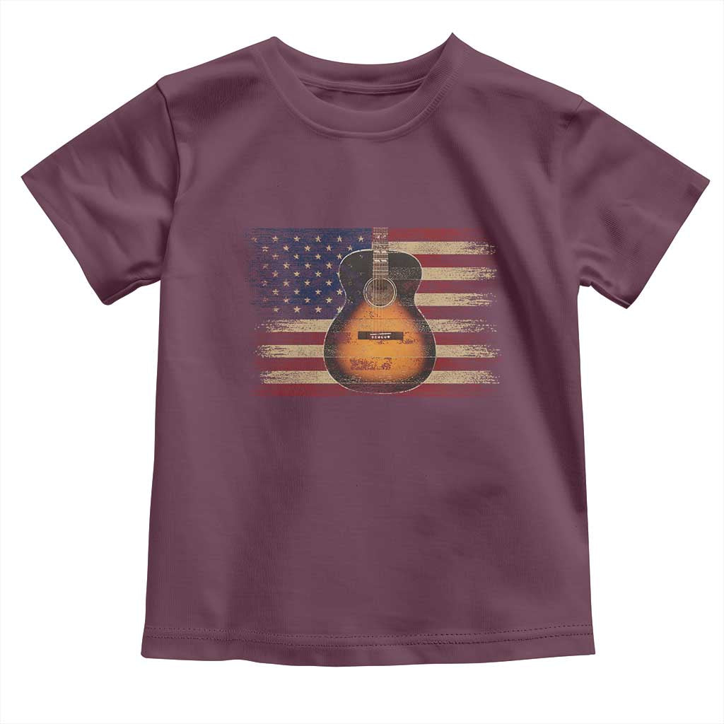 USA Flag Guitar Player Toddler T Shirt Retro 4th of July Musician Guitarist - Wonder Print Shop
