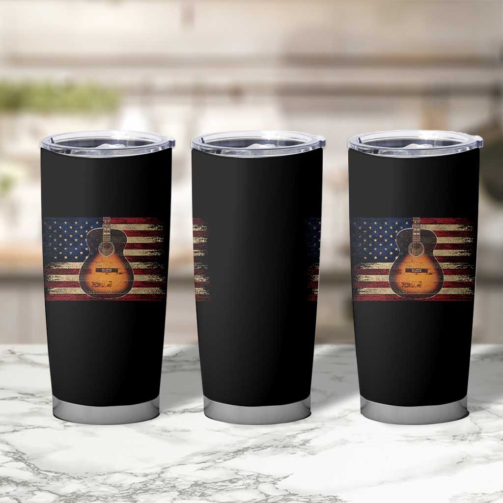 USA Flag Guitar Player Tumbler Cup Retro 4th of July Musician Guitarist - Wonder Print Shop