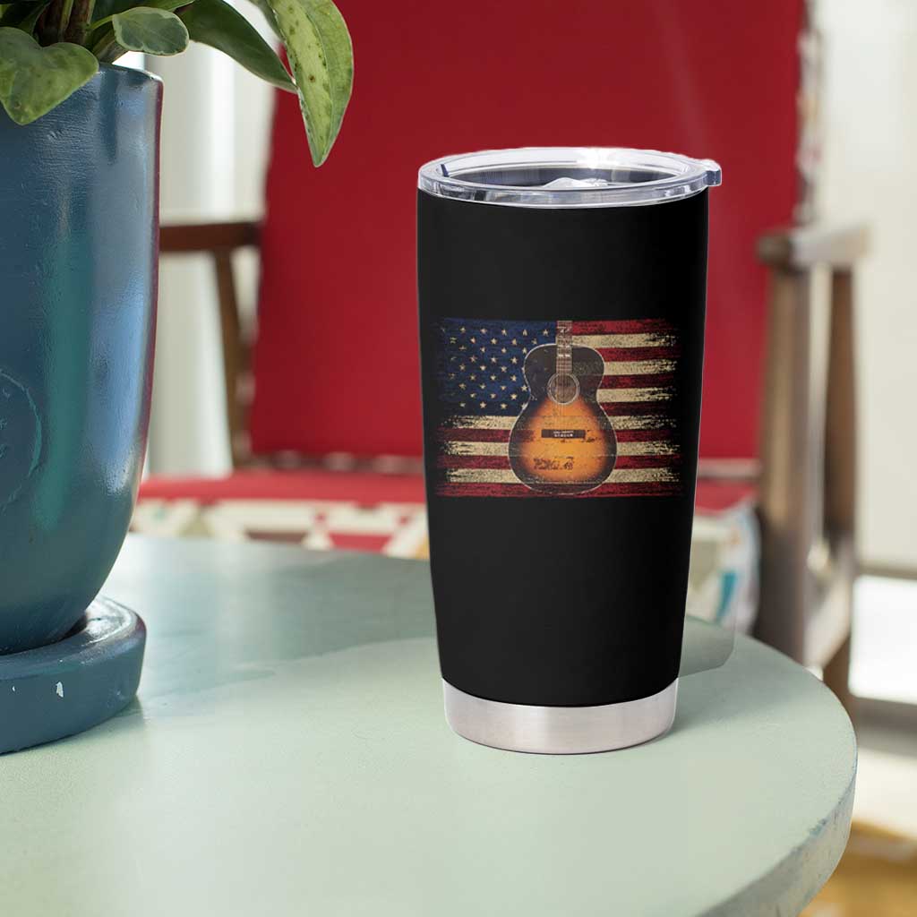 USA Flag Guitar Player Tumbler Cup Retro 4th of July Musician Guitarist - Wonder Print Shop