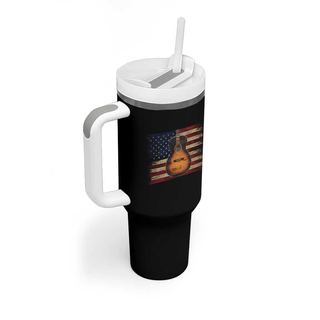 USA Flag Guitar Player Tumbler With Handle Retro 4th of July Musician Guitarist - Wonder Print Shop