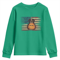 USA Flag Guitar Player Youth Sweatshirt Retro 4th of July Musician Guitarist - Wonder Print Shop