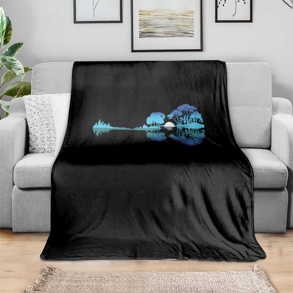 Guitar Lake Throw Blanket Retro Tree Shadow Acoustic Guitarist Musician - Wonder Print Shop