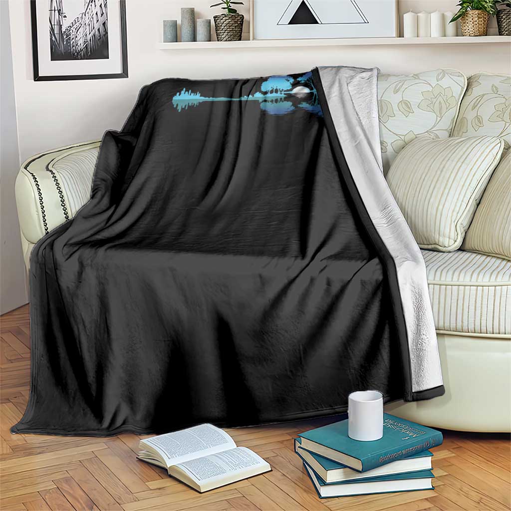 Guitar Lake Throw Blanket Retro Tree Shadow Acoustic Guitarist Musician - Wonder Print Shop