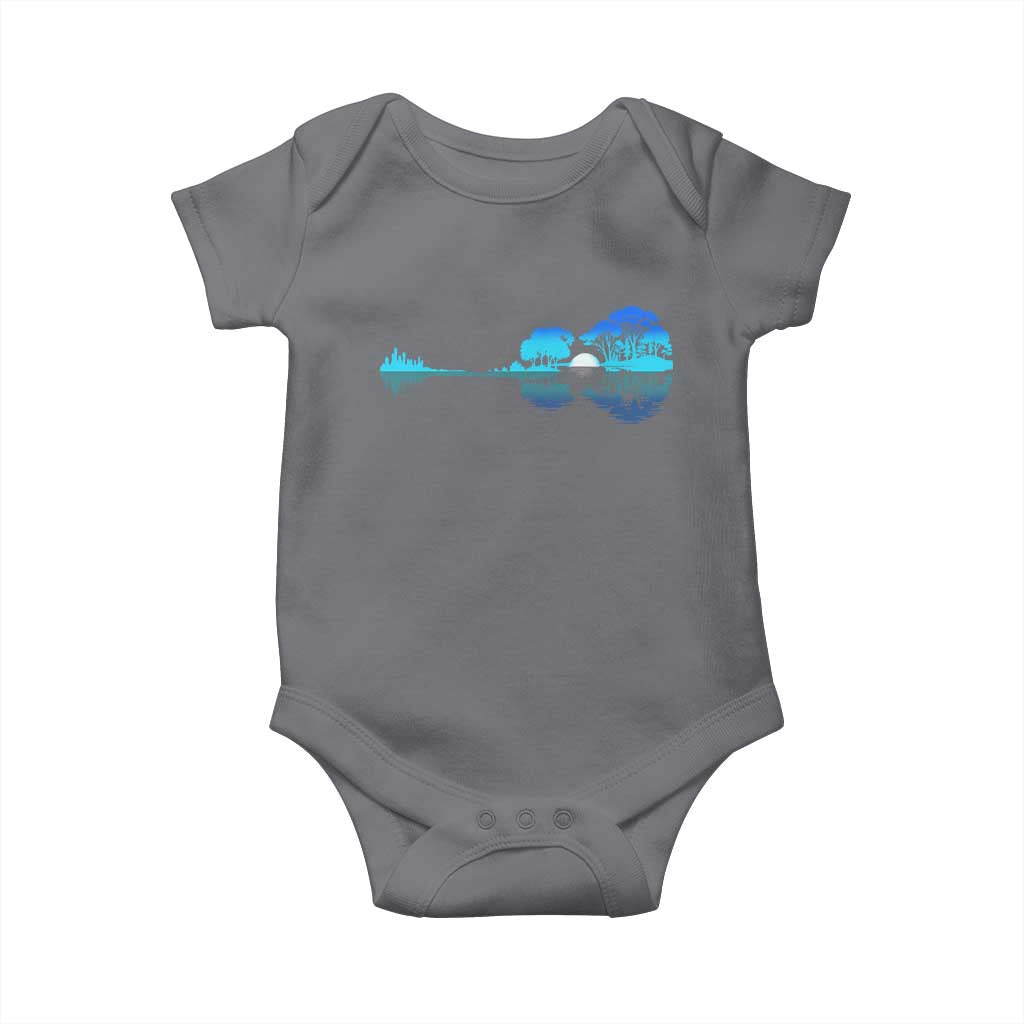 Guitar Lake Baby Onesie Retro Tree Shadow Acoustic Guitarist Musician - Wonder Print Shop