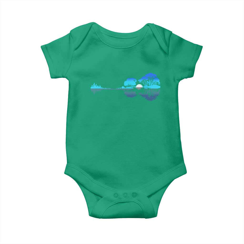 Guitar Lake Baby Onesie Retro Tree Shadow Acoustic Guitarist Musician - Wonder Print Shop
