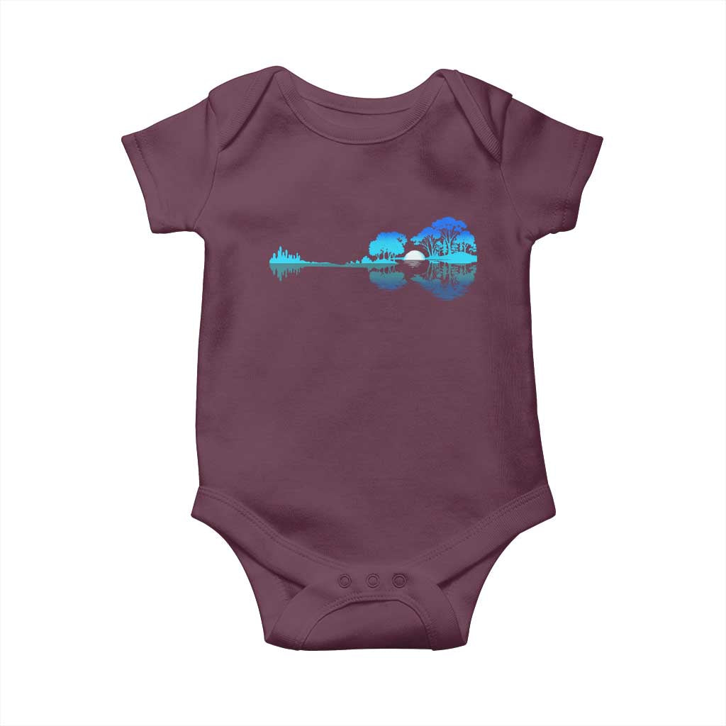 Guitar Lake Baby Onesie Retro Tree Shadow Acoustic Guitarist Musician - Wonder Print Shop