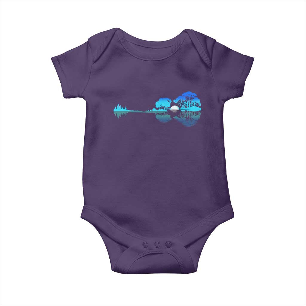 Guitar Lake Baby Onesie Retro Tree Shadow Acoustic Guitarist Musician - Wonder Print Shop