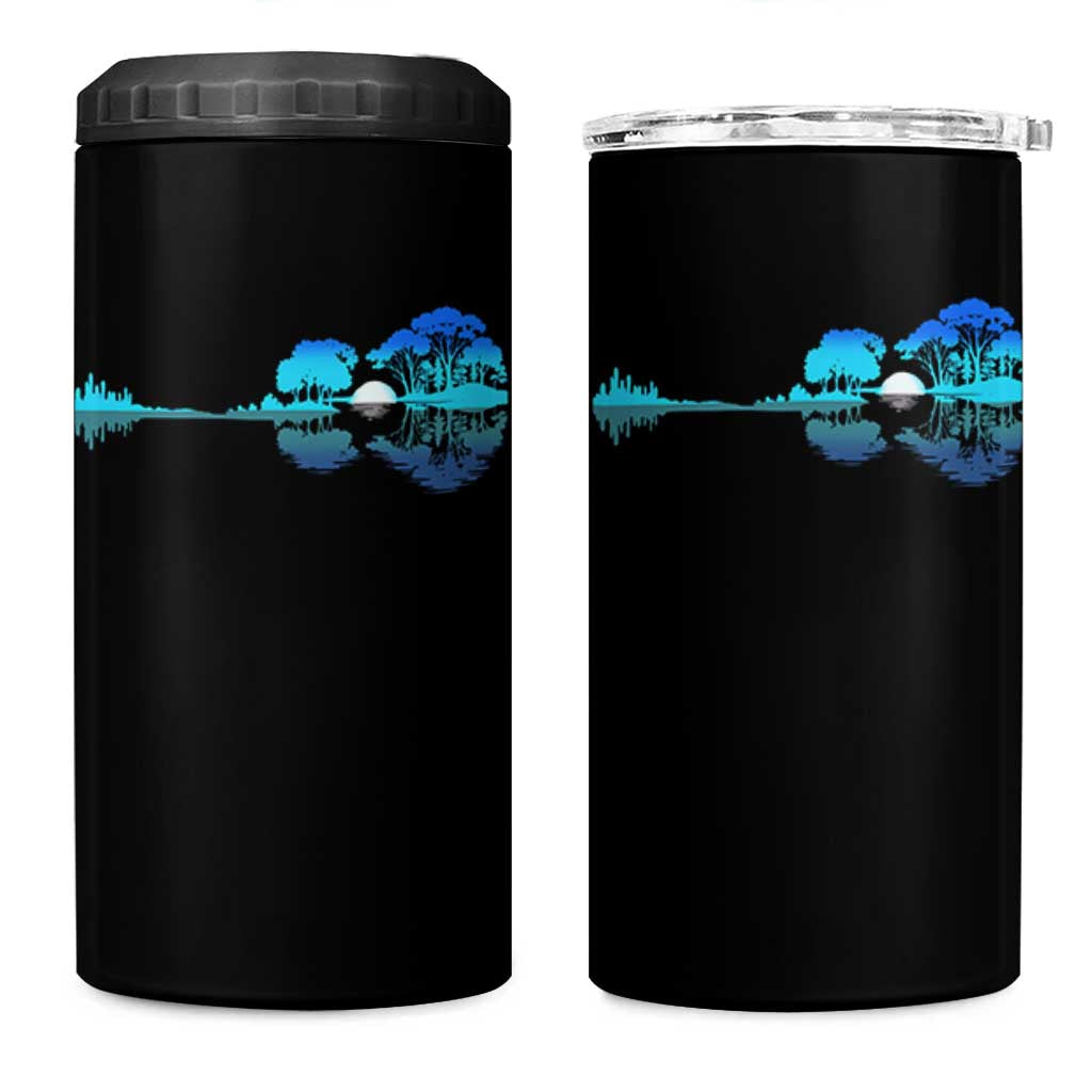 Guitar Lake 4 in 1 Can Cooler Tumbler Retro Tree Shadow Acoustic Guitarist Musician - Wonder Print Shop