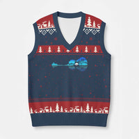 Guitar Lake V-Neck Knit Sweater Vest Retro Tree Shadow Acoustic Guitarist Musician - Wonder Print Shop
