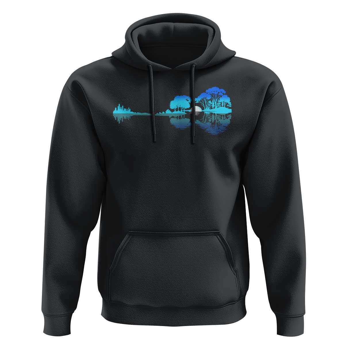 Guitar Lake Hoodie Retro Tree Shadow Acoustic Guitarist Musician - Wonder Print Shop