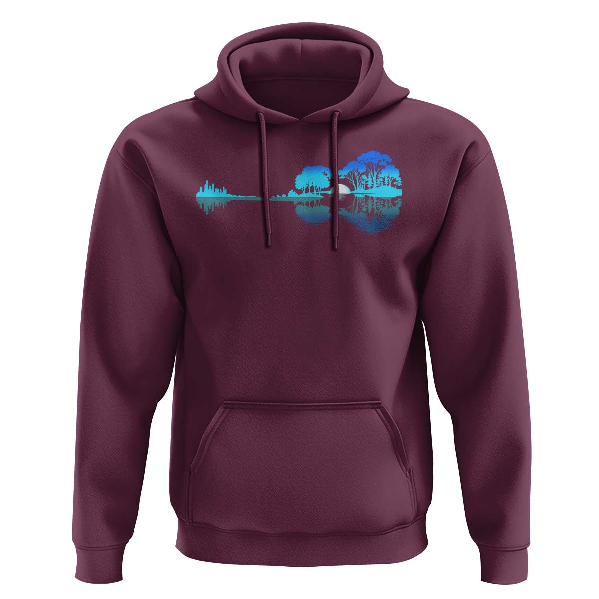 Guitar Lake Hoodie Retro Tree Shadow Acoustic Guitarist Musician - Wonder Print Shop