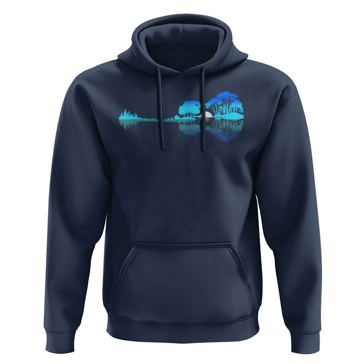 Guitar Lake Hoodie Retro Tree Shadow Acoustic Guitarist Musician - Wonder Print Shop