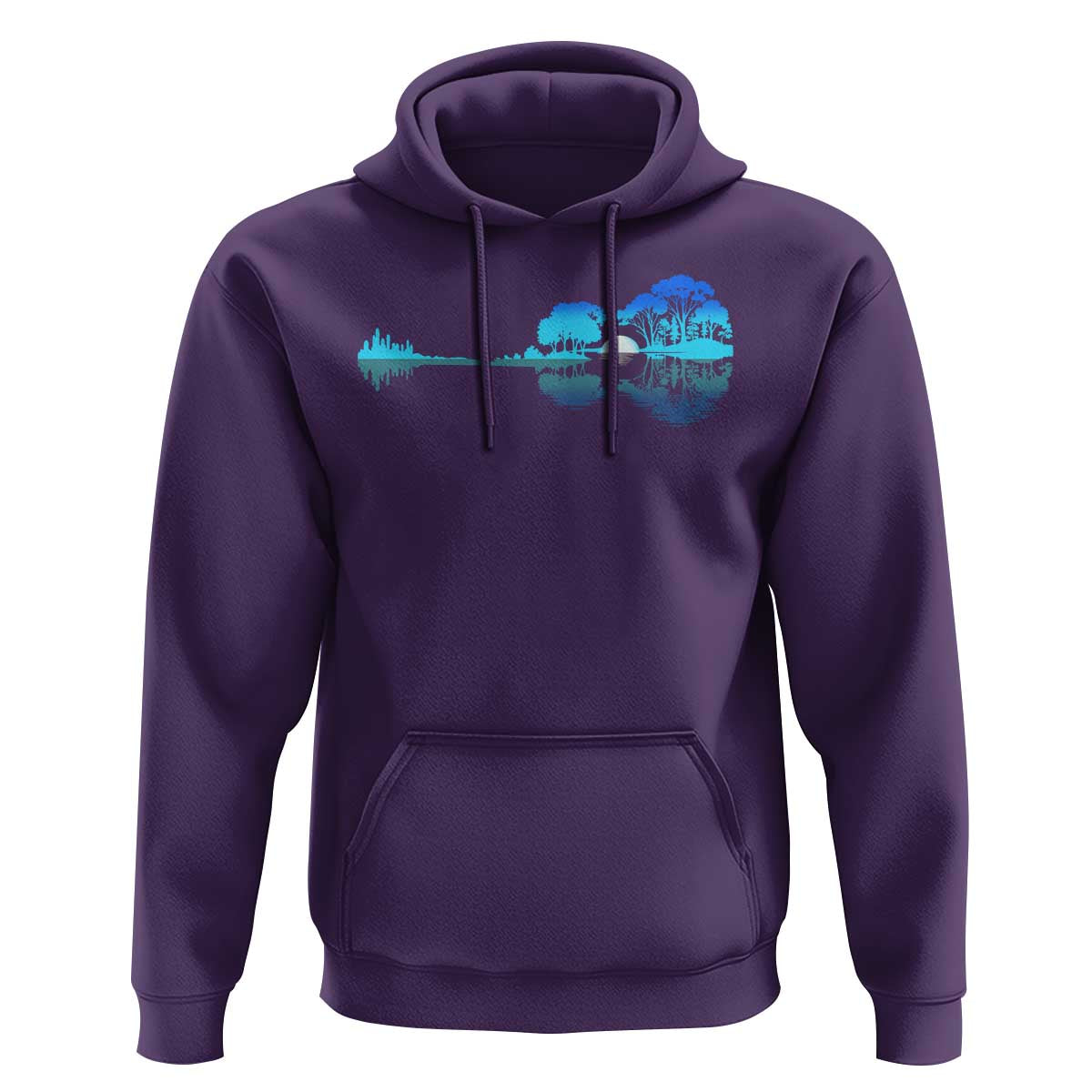 Guitar Lake Hoodie Retro Tree Shadow Acoustic Guitarist Musician - Wonder Print Shop