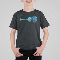 Guitar Lake T Shirt For Kid Retro Tree Shadow Acoustic Guitarist Musician - Wonder Print Shop