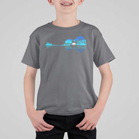 Guitar Lake T Shirt For Kid Retro Tree Shadow Acoustic Guitarist Musician - Wonder Print Shop