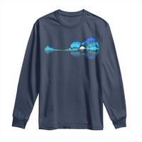 Guitar Lake Long Sleeve Shirt Retro Tree Shadow Acoustic Guitarist Musician - Wonder Print Shop