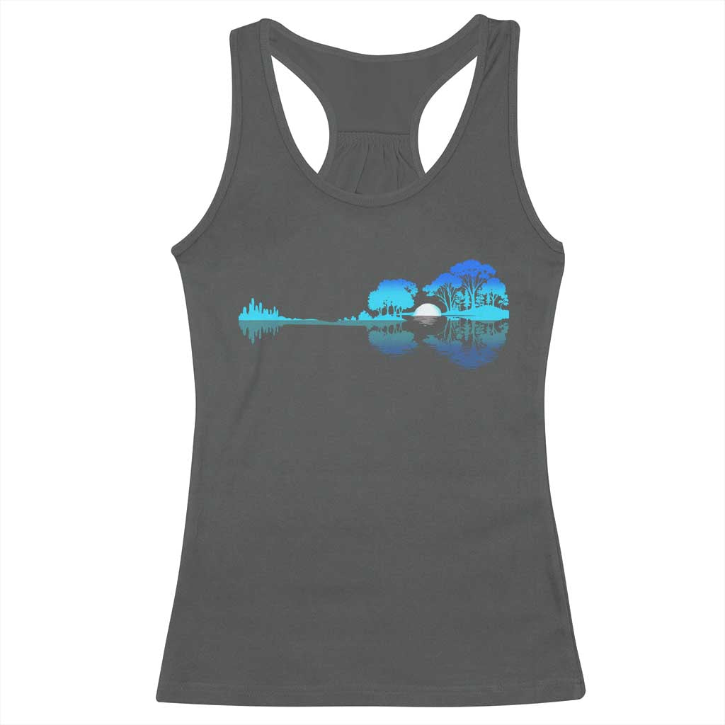 Guitar Lake Racerback Tank Top Retro Tree Shadow Acoustic Guitarist Musician - Wonder Print Shop