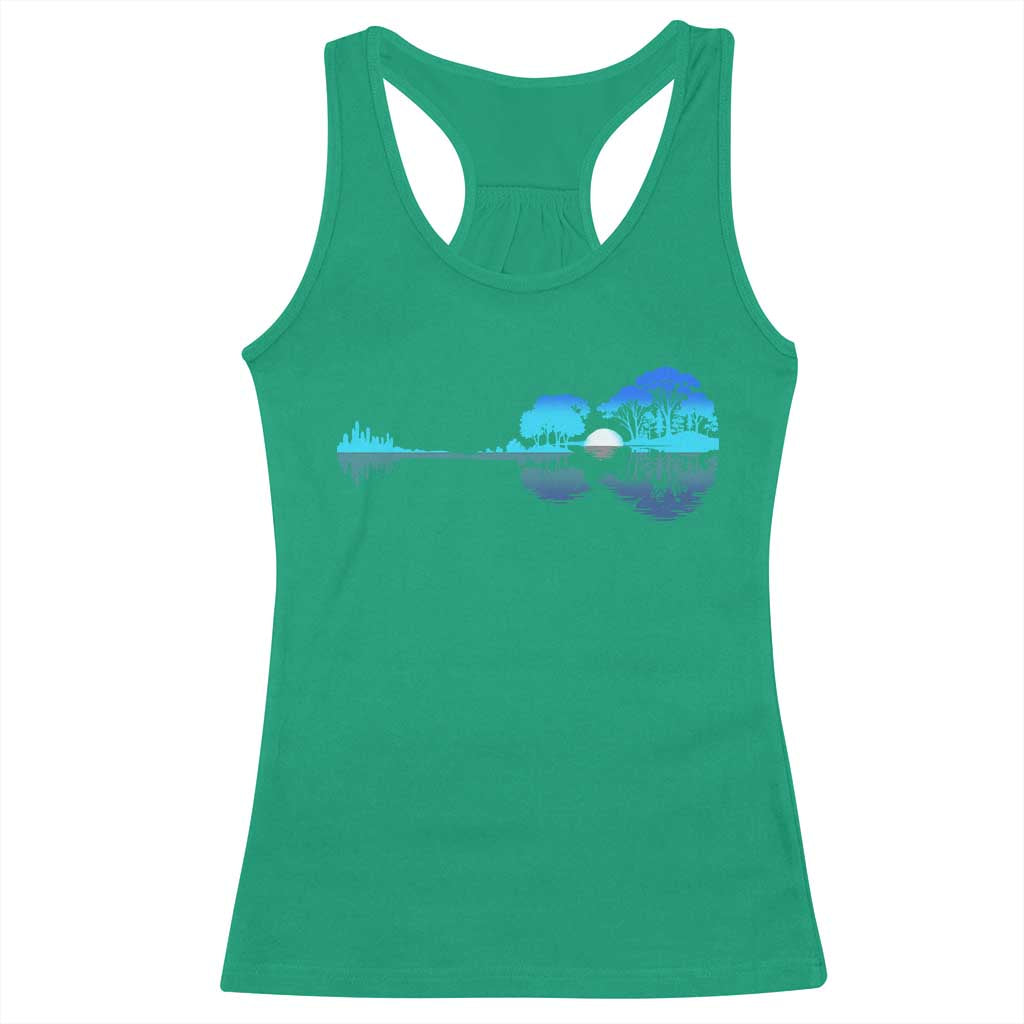 Guitar Lake Racerback Tank Top Retro Tree Shadow Acoustic Guitarist Musician - Wonder Print Shop
