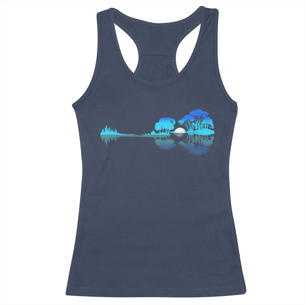 Guitar Lake Racerback Tank Top Retro Tree Shadow Acoustic Guitarist Musician - Wonder Print Shop