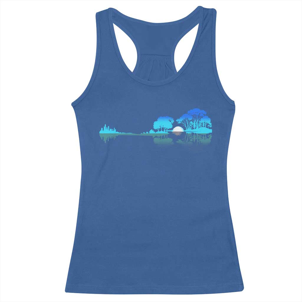 Guitar Lake Racerback Tank Top Retro Tree Shadow Acoustic Guitarist Musician - Wonder Print Shop