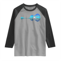 Guitar Lake Raglan Shirt Retro Tree Shadow Acoustic Guitarist Musician - Wonder Print Shop