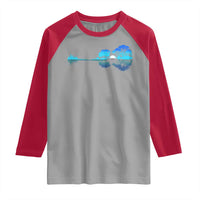 Guitar Lake Raglan Shirt Retro Tree Shadow Acoustic Guitarist Musician - Wonder Print Shop