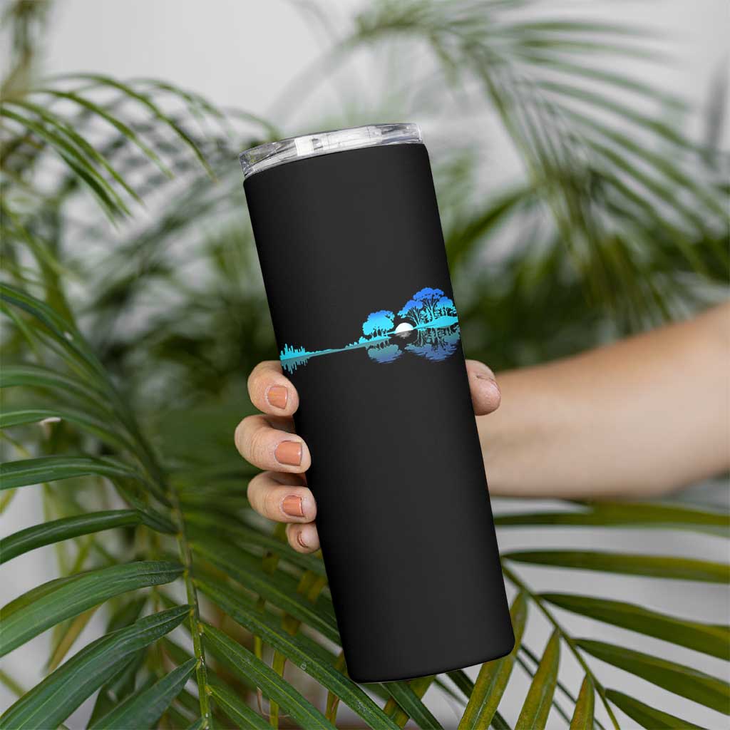 Guitar Lake Skinny Tumbler Retro Tree Shadow Acoustic Guitarist Musician - Wonder Print Shop