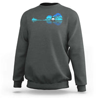 Guitar Lake Sweatshirt Retro Tree Shadow Acoustic Guitarist Musician - Wonder Print Shop