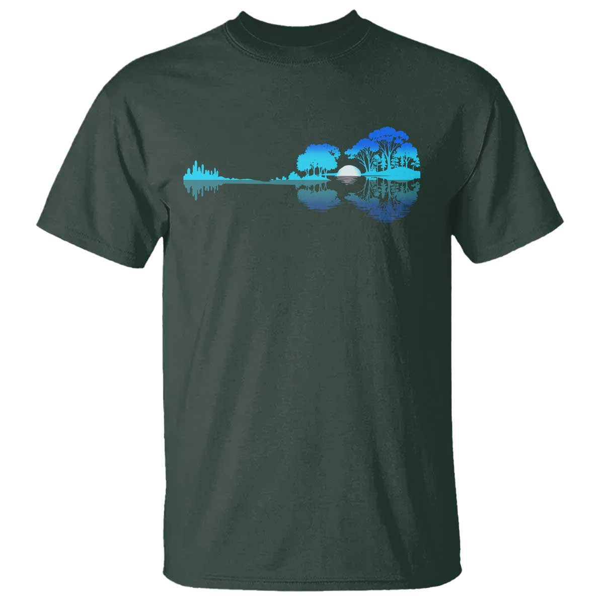 Guitar Lake T Shirt Retro Tree Shadow Acoustic Guitarist Musician - Wonder Print Shop