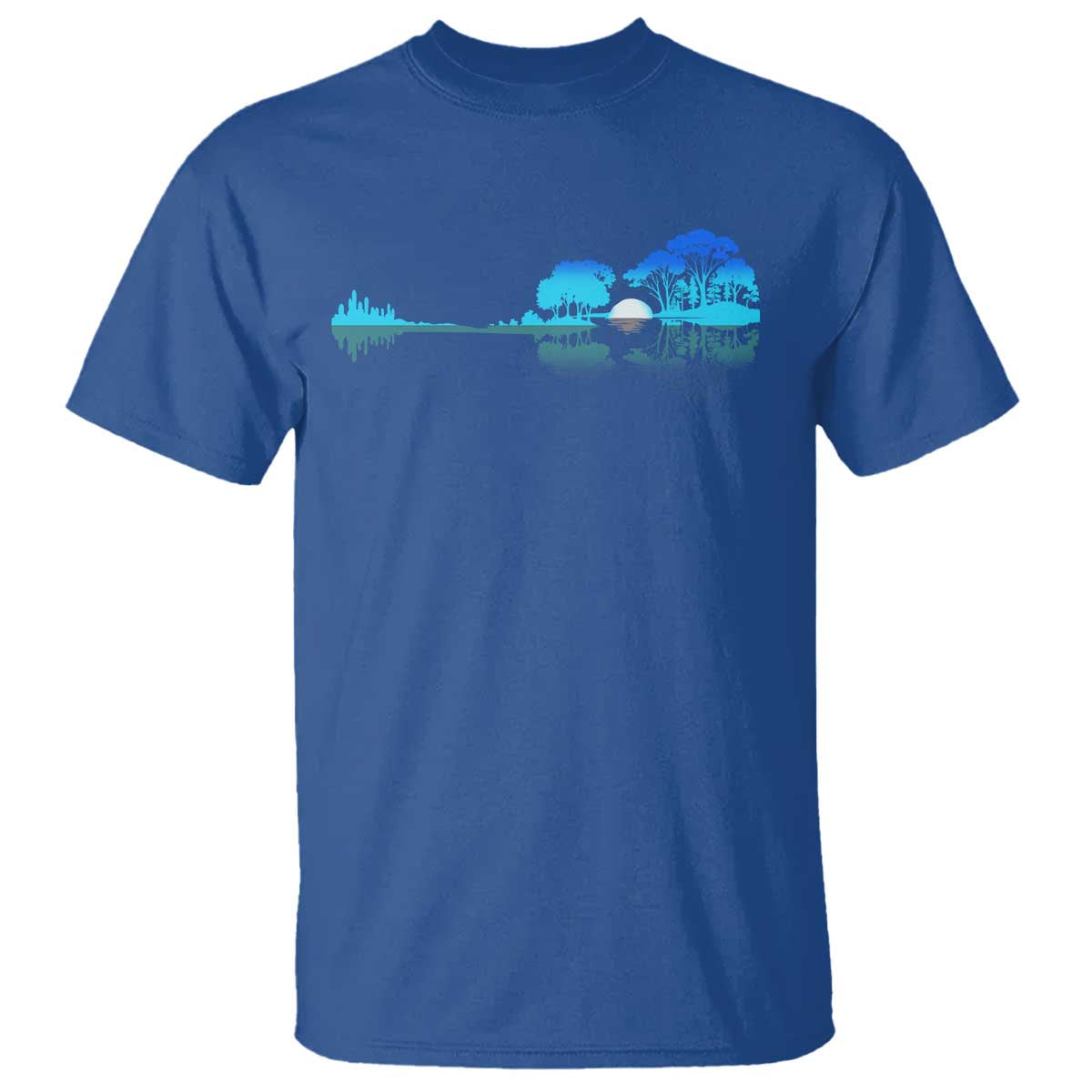 Guitar Lake T Shirt Retro Tree Shadow Acoustic Guitarist Musician - Wonder Print Shop