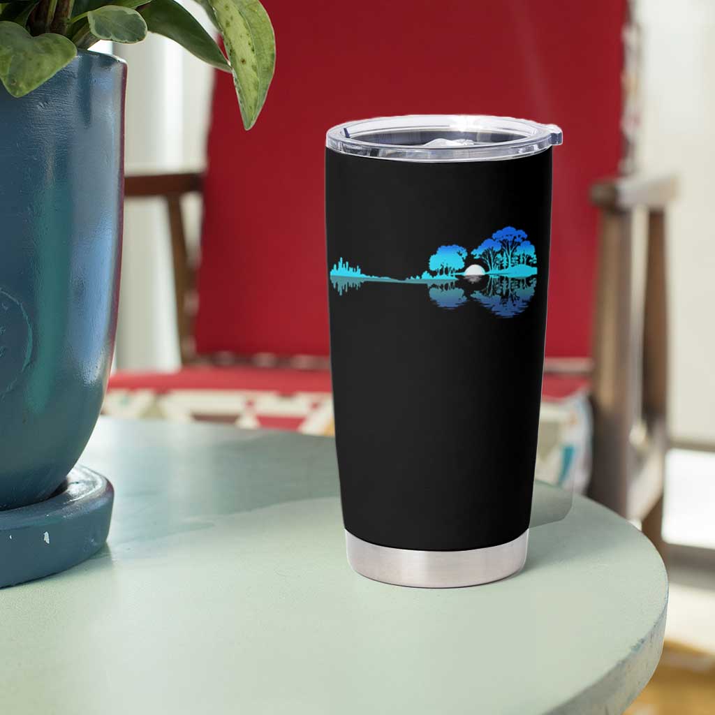 Guitar Lake Tumbler Cup Retro Tree Shadow Acoustic Guitarist Musician - Wonder Print Shop
