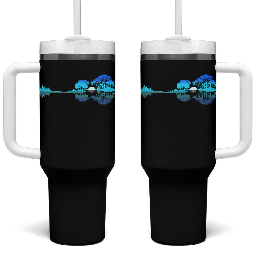 Guitar Lake Tumbler With Handle Retro Tree Shadow Acoustic Guitarist Musician - Wonder Print Shop