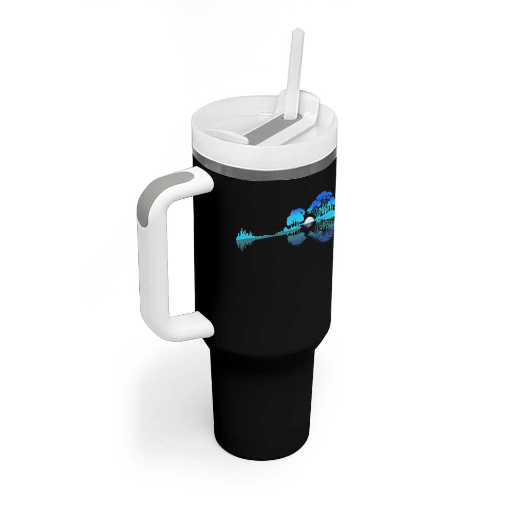 Guitar Lake Tumbler With Handle Retro Tree Shadow Acoustic Guitarist Musician - Wonder Print Shop