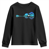 Guitar Lake Youth Sweatshirt Retro Tree Shadow Acoustic Guitarist Musician - Wonder Print Shop