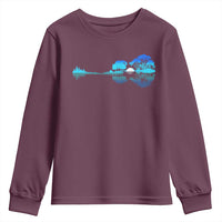Guitar Lake Youth Sweatshirt Retro Tree Shadow Acoustic Guitarist Musician - Wonder Print Shop