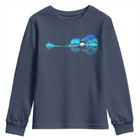 Guitar Lake Youth Sweatshirt Retro Tree Shadow Acoustic Guitarist Musician - Wonder Print Shop
