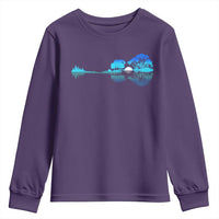 Guitar Lake Youth Sweatshirt Retro Tree Shadow Acoustic Guitarist Musician - Wonder Print Shop