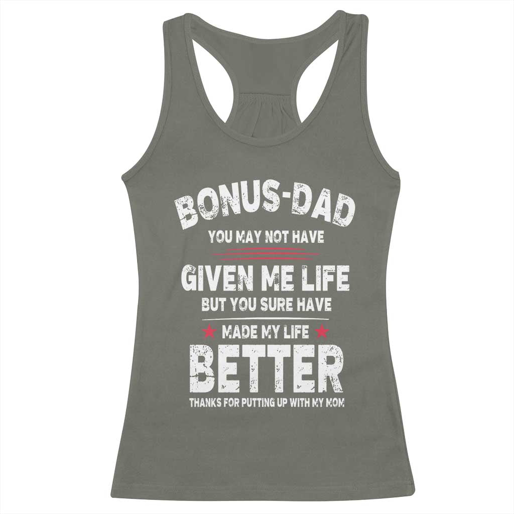 Bonus dad Racerback Tank Top Step Dad Fathers Day