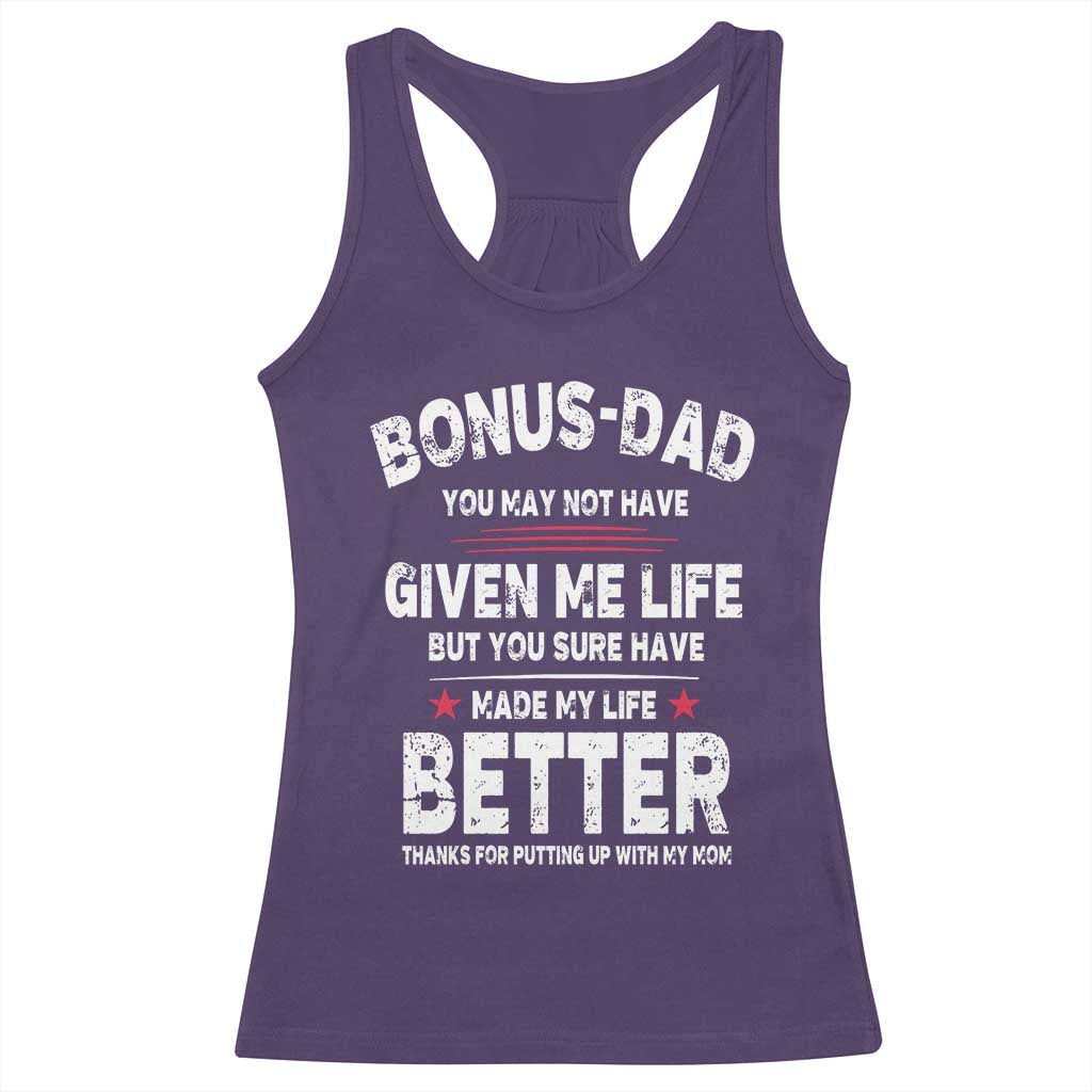 Bonus dad Racerback Tank Top Step Dad Fathers Day