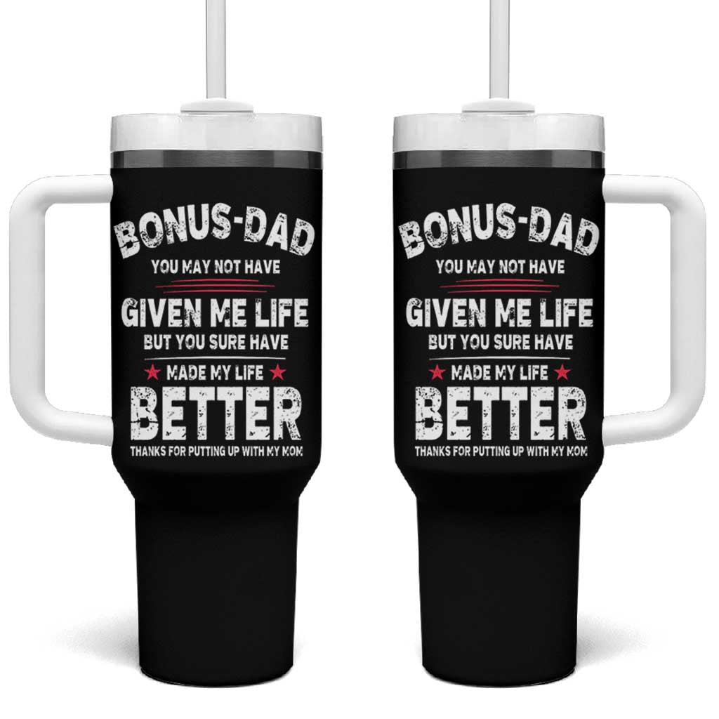 Bonus dad Tumbler With Handle Step Dad Fathers Day