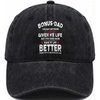 Bonus dad Washed Cotton Baseball Cap Step Dad Fathers Day
