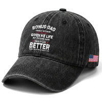 Bonus dad Washed Cotton Baseball Cap Step Dad Fathers Day