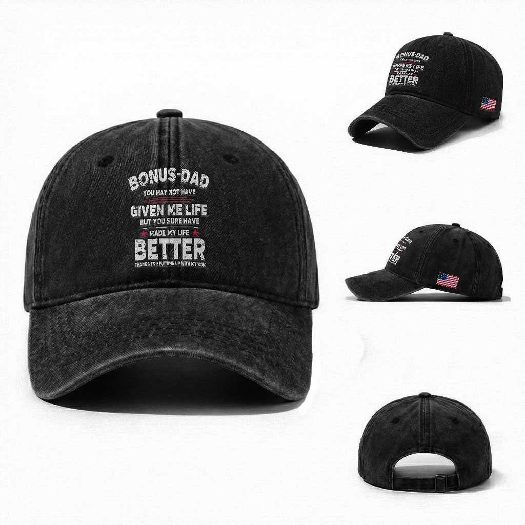 Bonus dad Washed Cotton Baseball Cap Step Dad Fathers Day