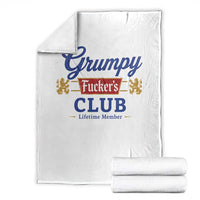 Grumpy Fuckers Club Lifetime Member Throw Blanket Sarcastic Gag Gift Birthday Husband Dad Fathers Day